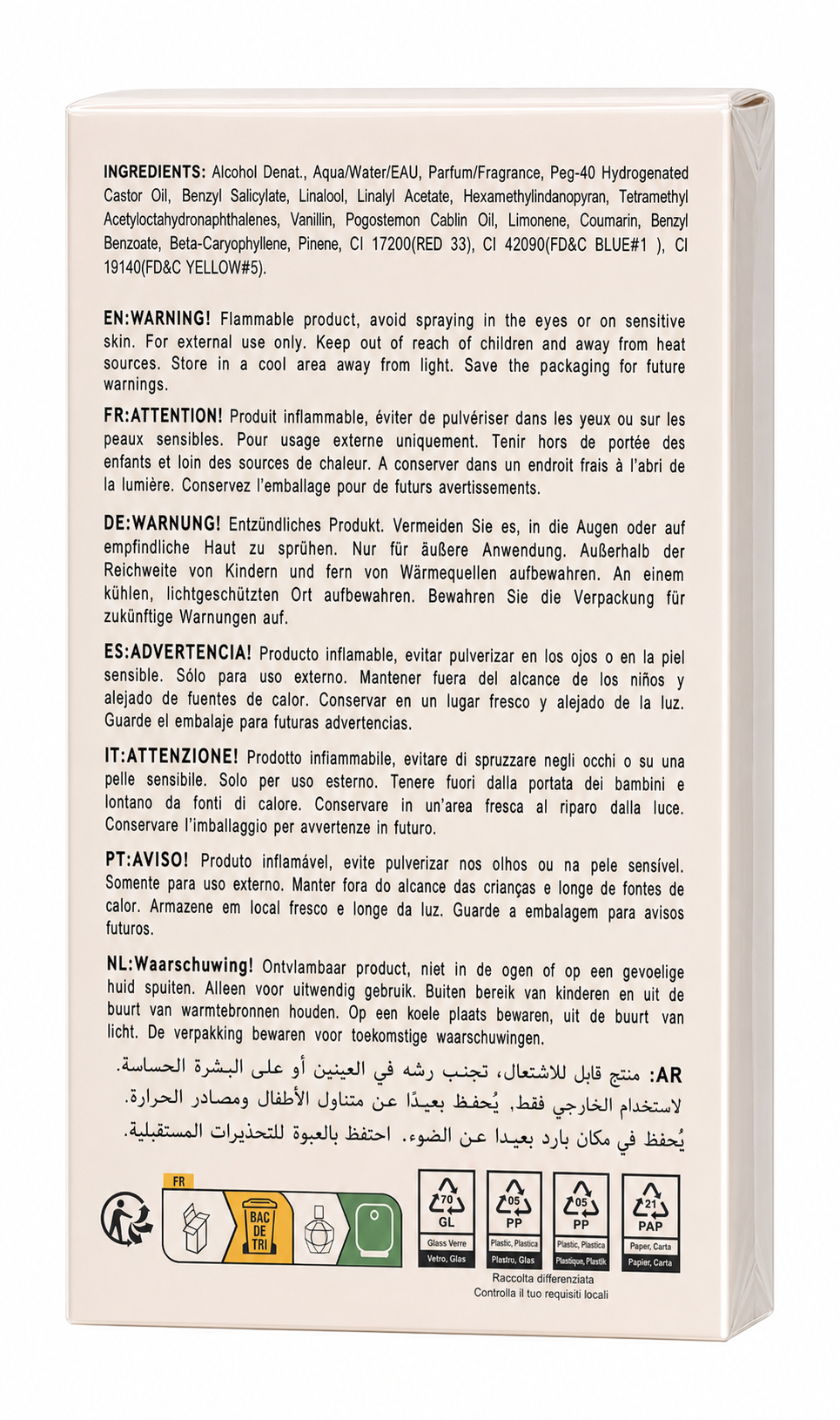 Lovali French Blossom ingredients and warnings